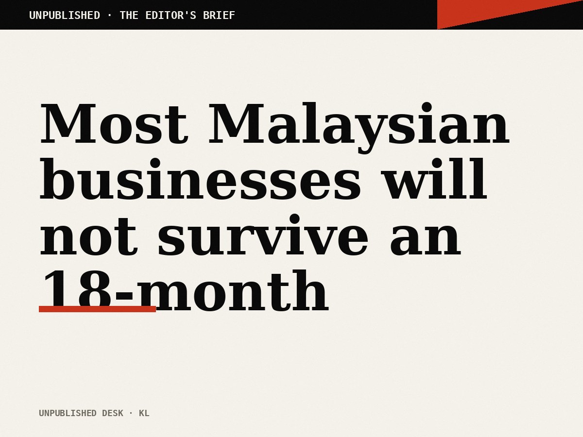 Most Malaysian businesses will not survive an 18-month downturn. The ones that will are not the ones you think.