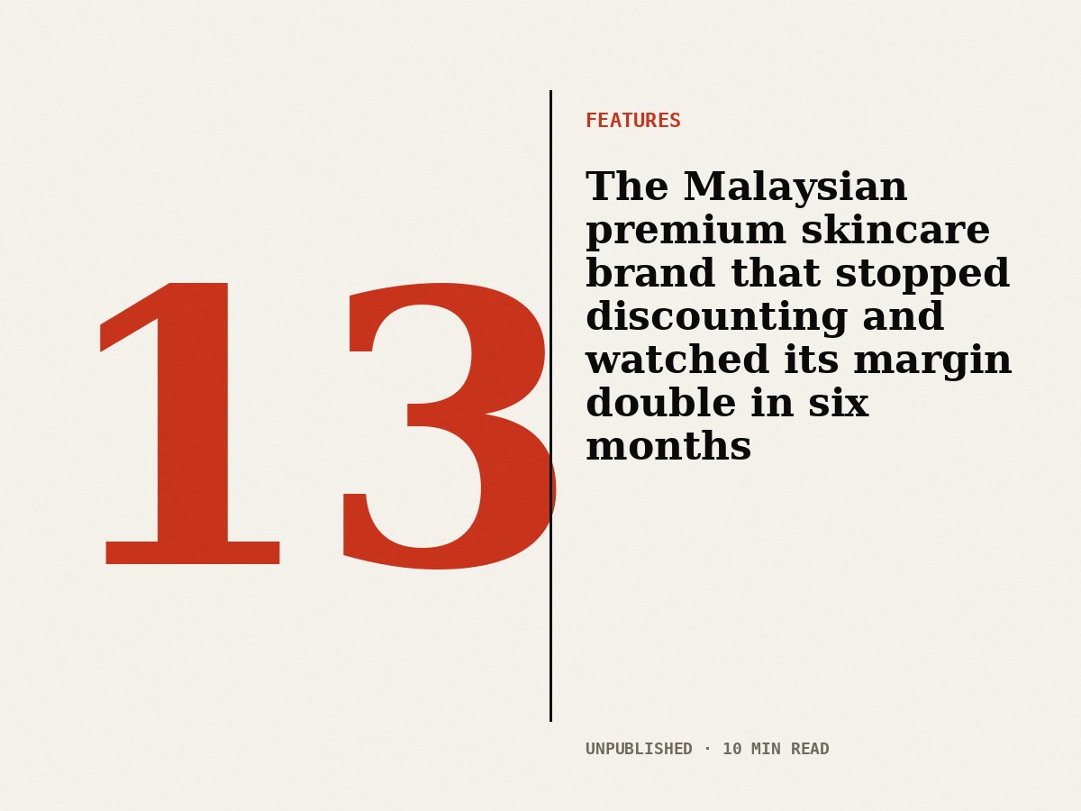 The Malaysian premium skincare brand that stopped discounting and watched its margin double in six months